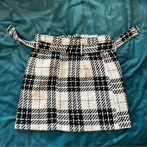 Zara plaid tweed skirt with belt and zipper size small